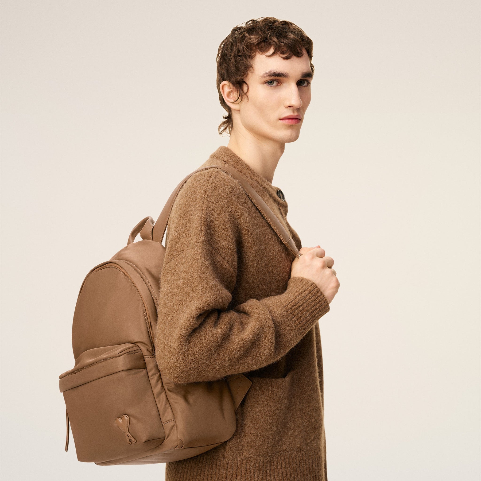 Brown Nylon Canvas Marcel Backpack