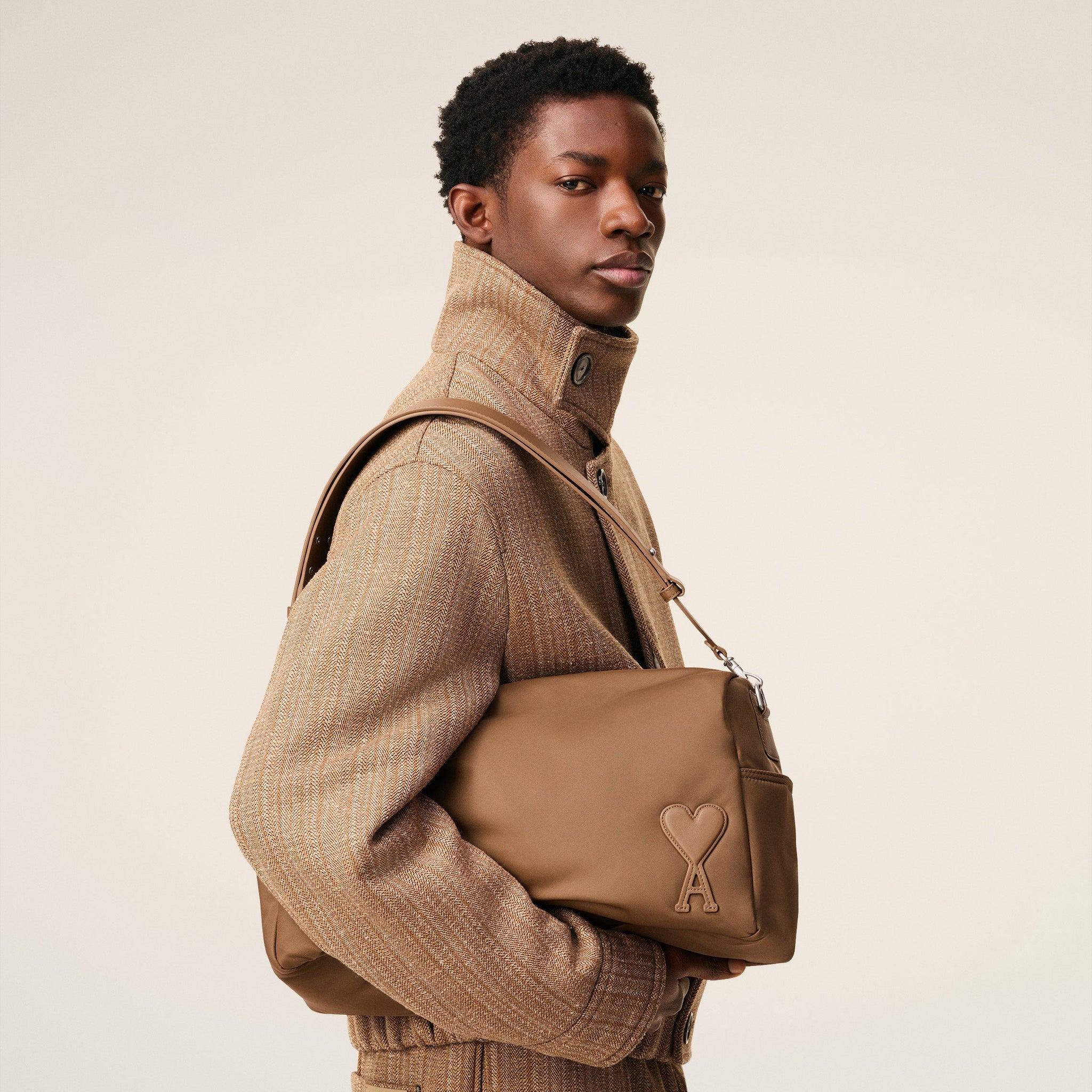Brown Nylon Canvas Marcel Large Bag
