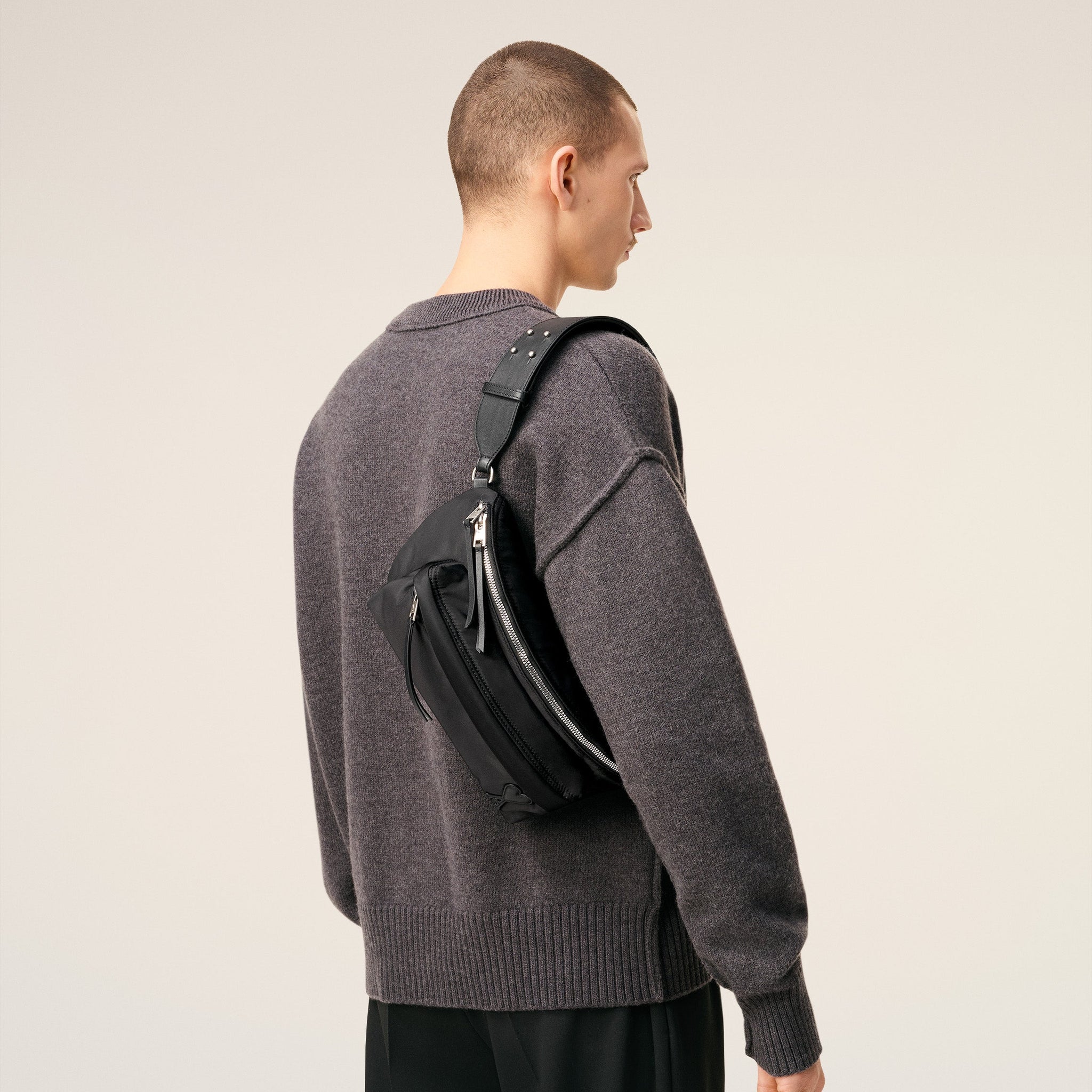 Black Nylon Canvas Marcel Bumbag