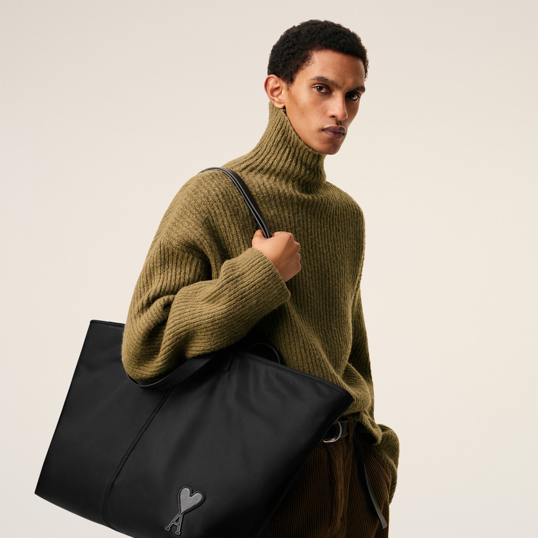 Black Nylon Canvas Marcel Shopping Bag