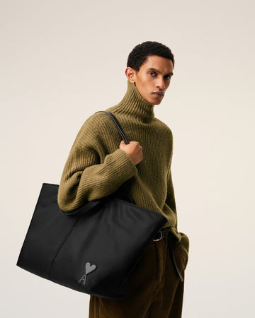 Black Nylon Canvas Marcel Shopping Bag