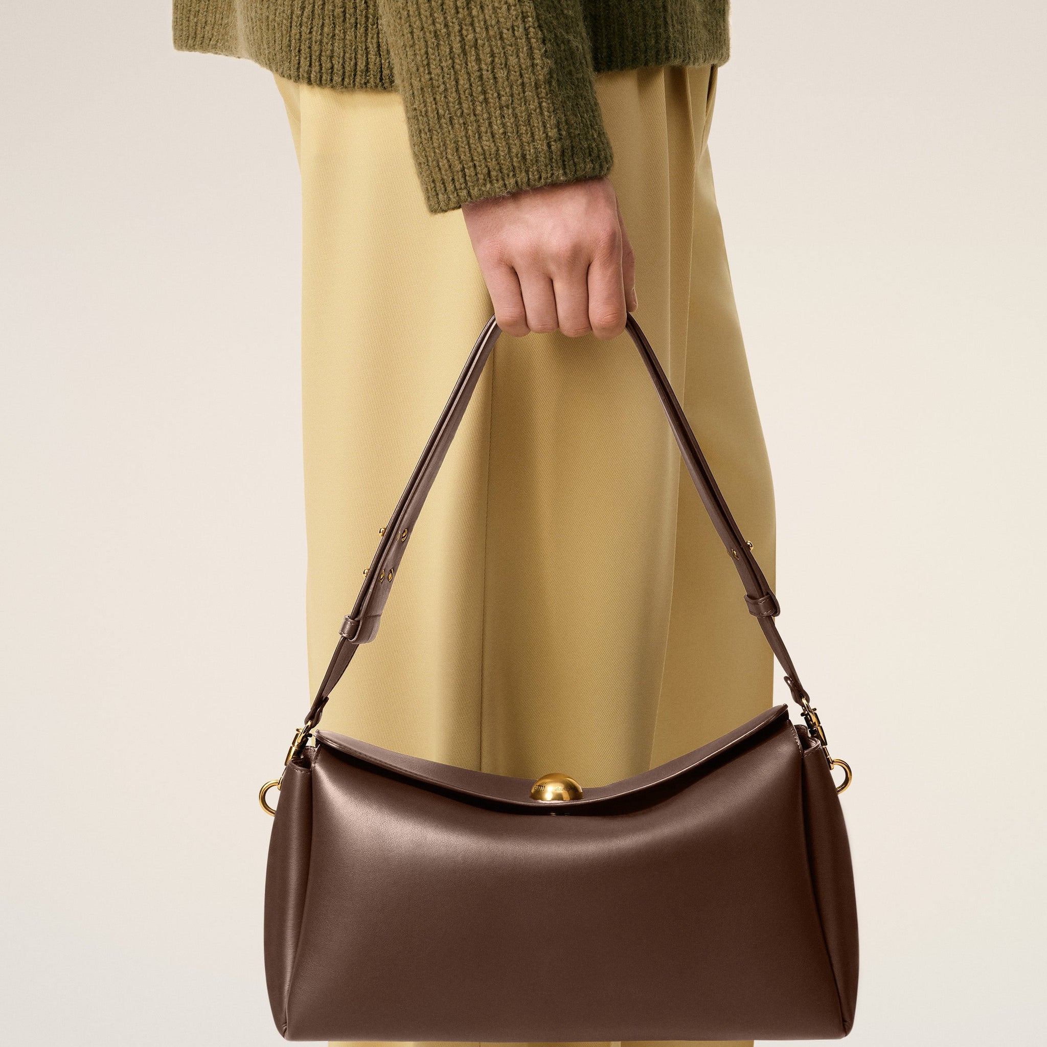 Brown Smooth Leather Carrousel Medium Bag