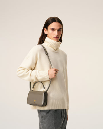 Grey Glazed Leather Top Handle Paris Paris Bag