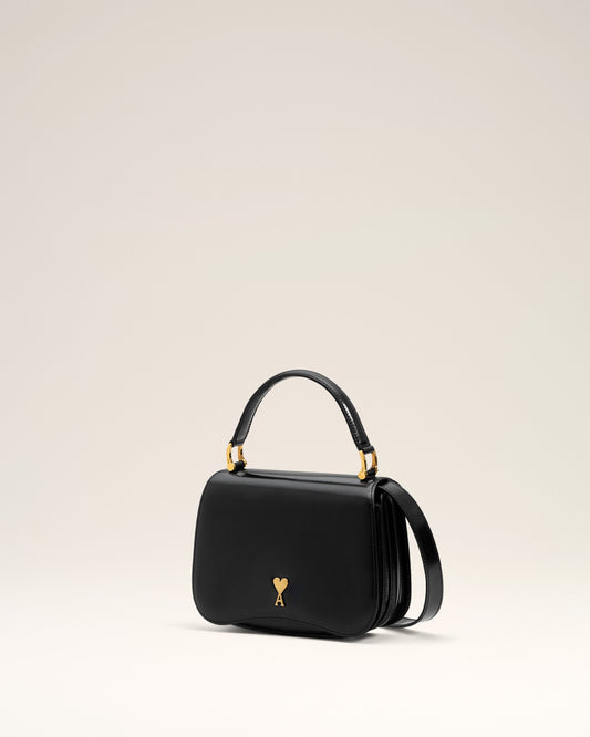 Black Glazed Leather Top Handle Paris Paris Bag