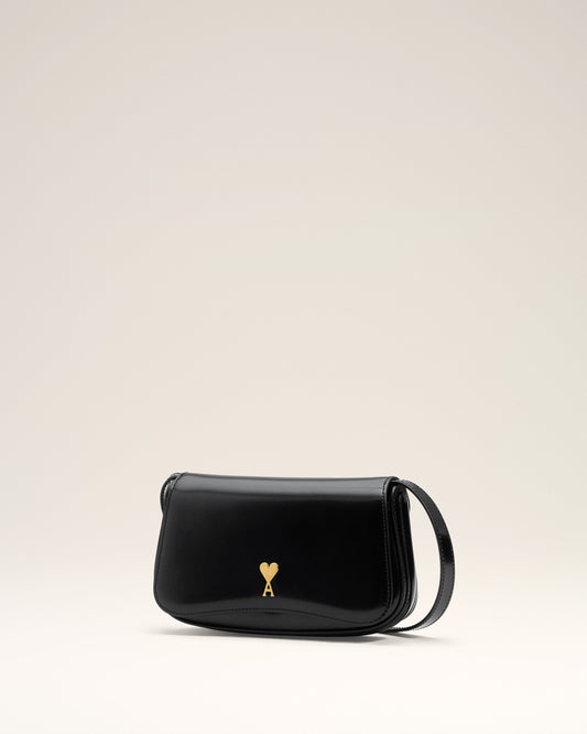 Black Glazed Leather Small Crossbody Paris Paris Bag