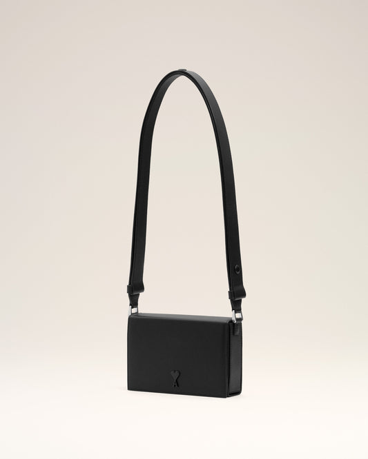 Black Smooth Leather Ami De Coeur Lunch Box Bag