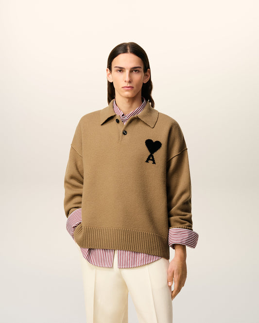Brown Wool Ami De Coeur Polo