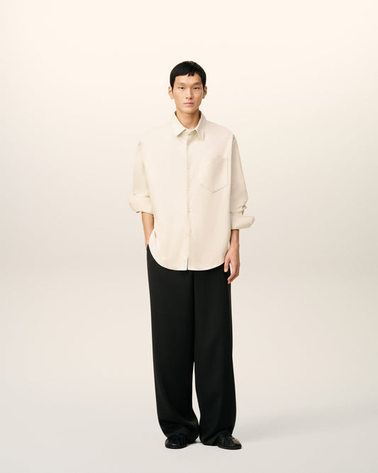 Beige Cotton Embossed Ami De Coeur Boxy Shirt