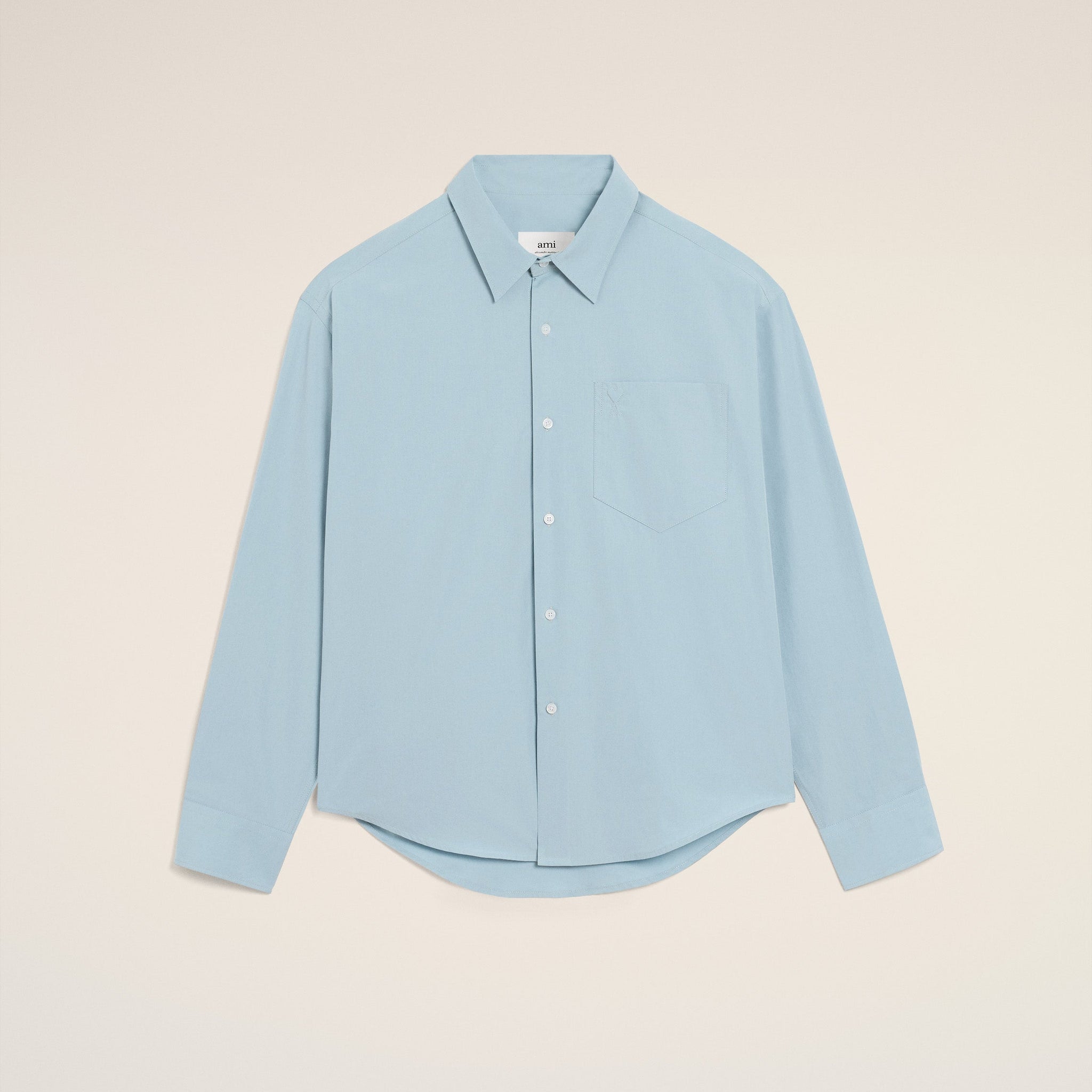 Blue Cotton Embossed Ami De Coeur Boxy Shirt