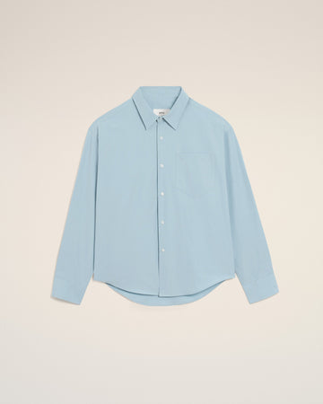 Blue Cotton Embossed Ami De Coeur Boxy Shirt