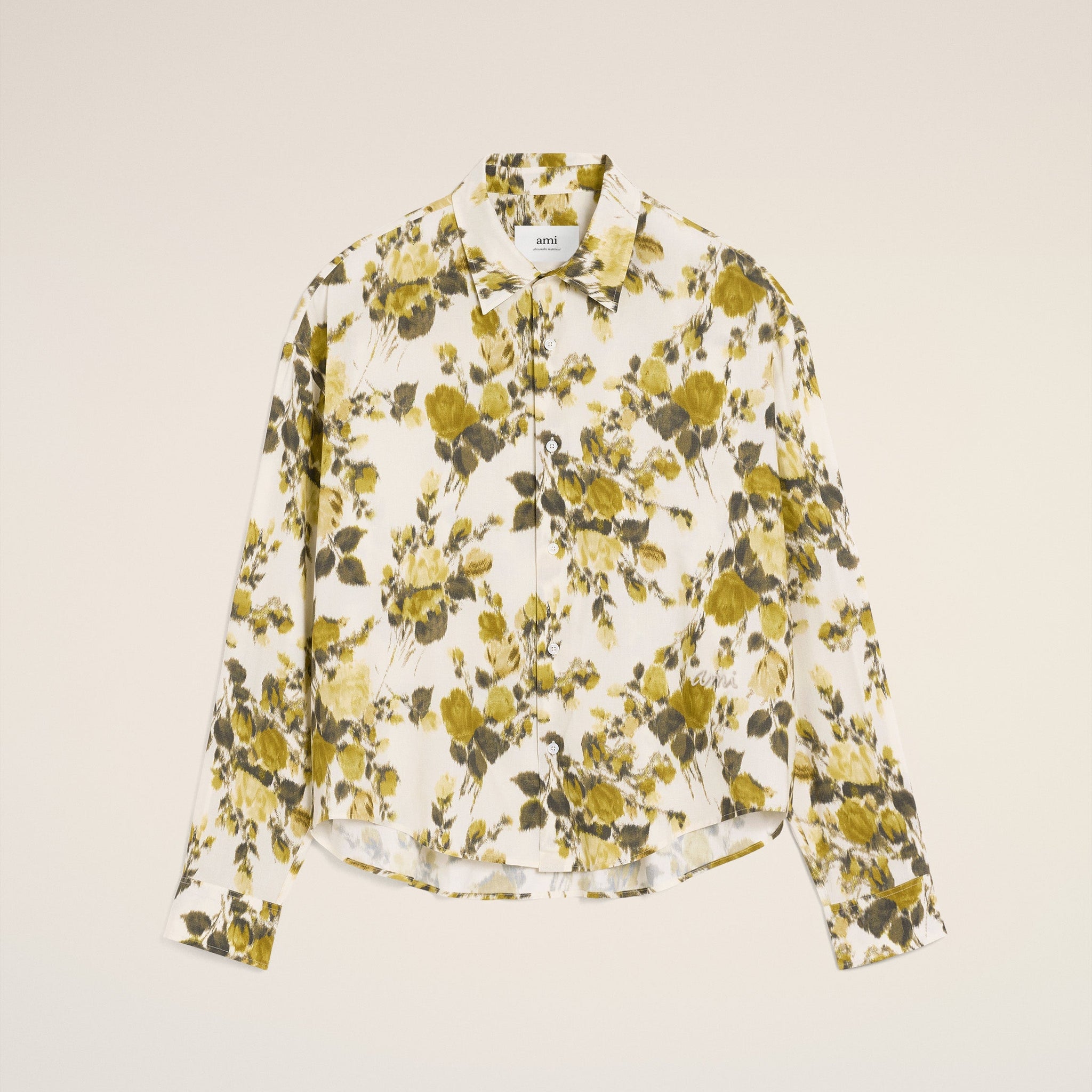 Green Flower Printed Boxy Shirt