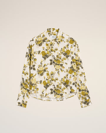 Green Flower Printed Boxy Shirt