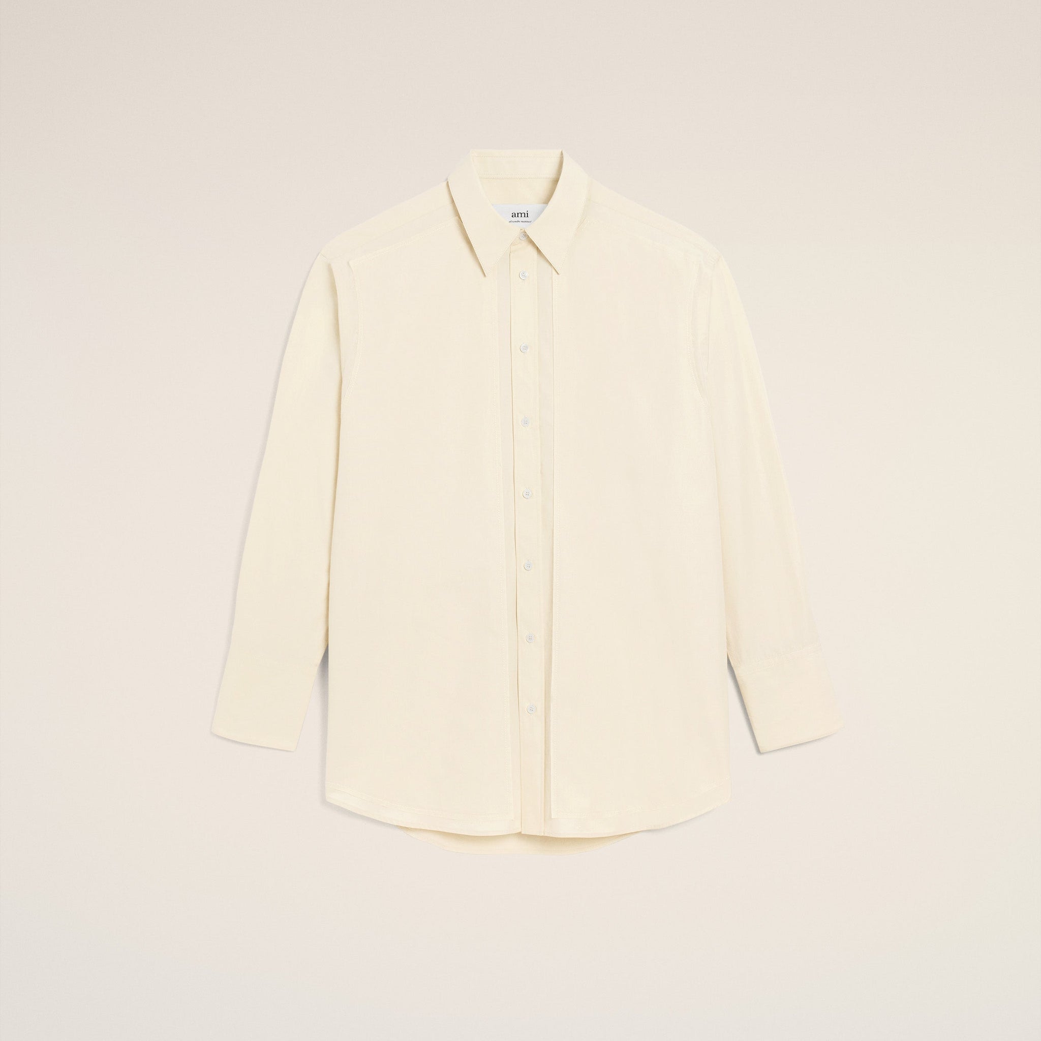 White Cotton Raw Edged Stitching Oversized Shirt