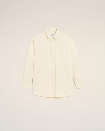 White Cotton Raw Edged Stitching Oversized Shirt