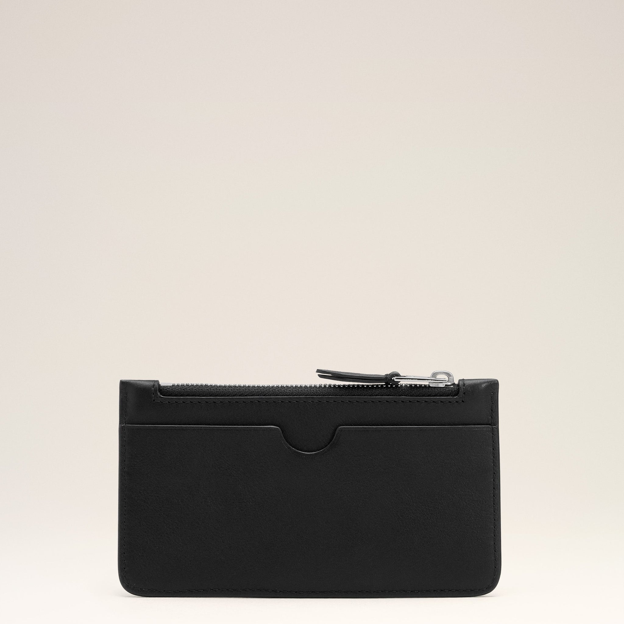 Black Smooth Leather Ami De Coeur Zipped Card Holder
