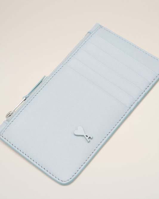 Blue Smooth Leather Ami De Coeur Zipped Card Holder