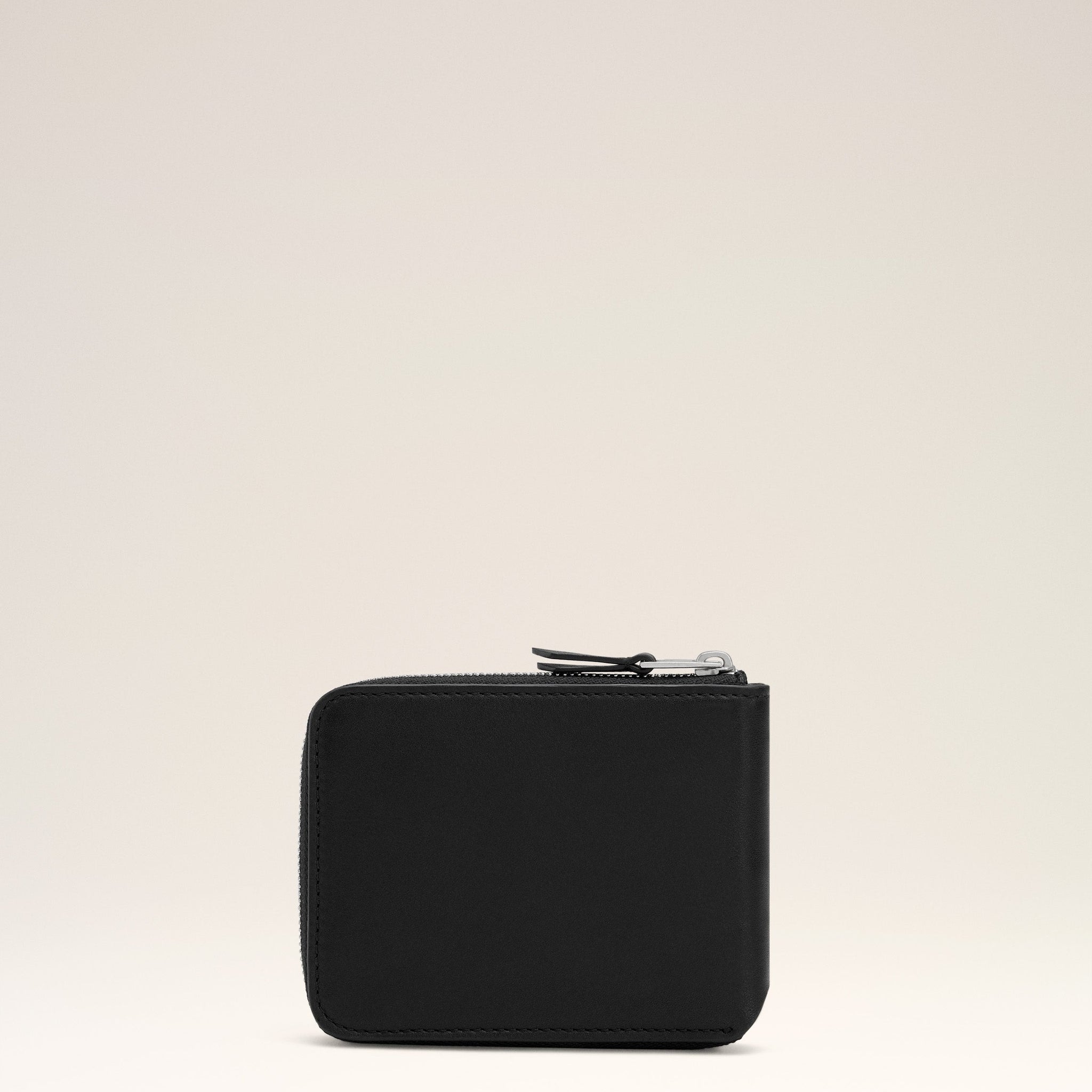 Black Smooth Leather Ami De Coeur Compact Wallet
