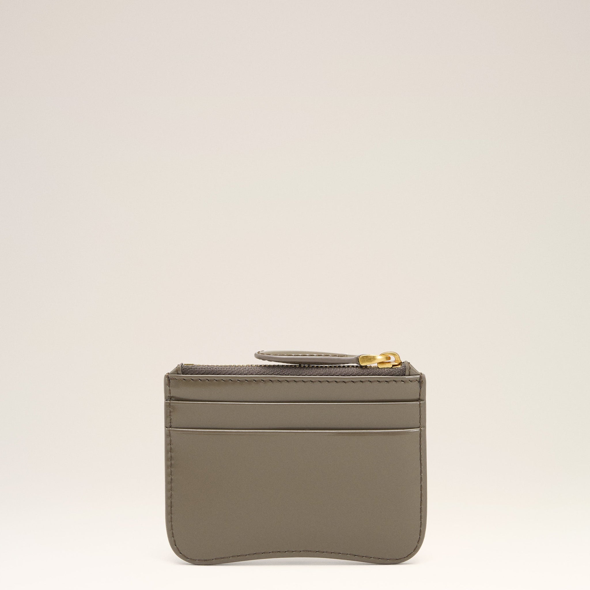 Grey Glazed Leather Paris Paris Zipped Card Holder