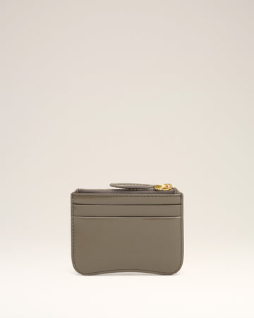 Grey Glazed Leather Paris Paris Zipped Card Holder