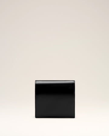 Black Glazed Leather Paris Paris Compact Wallet