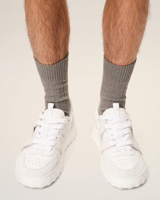 White Smooth Leather Low Top A Walk Sneakers