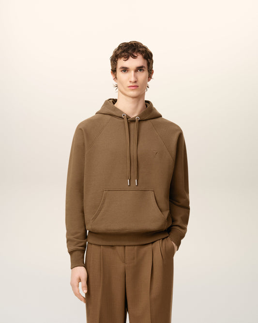 Brown Cotton Ami De Coeur Hoodie