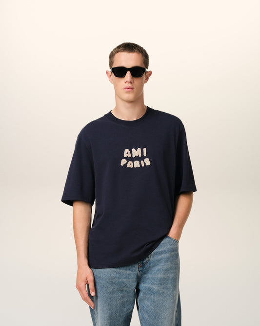 Navy Cotton Ami Paris Patch T-Shirt