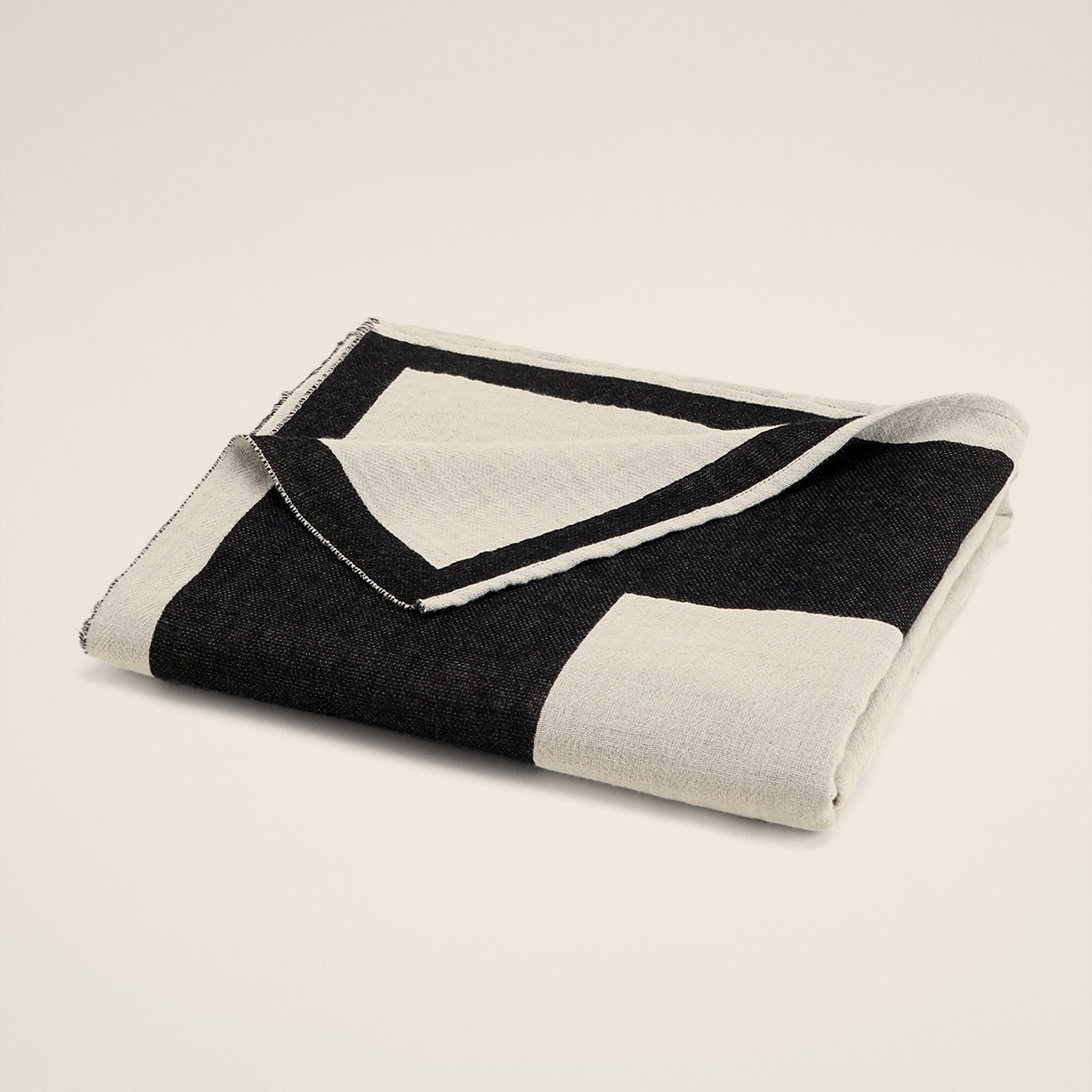 Beige Cotton Bicolor Beach Towel